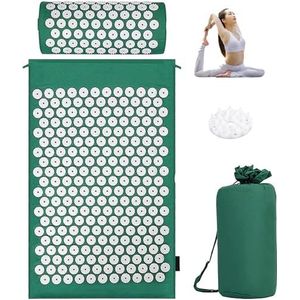 Antislipmassagekussen, massage yoga, acupressuurmat, acupressuurmat, acupressuurmat, acupressuurmat, acupressuurmat, acupressuurmat en kussen, 3-delige sets (groen)