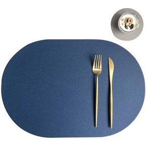 3-delige creatieve Scandinavische stijl ovale kunstleer placemat onderzetterset geschikt for eettafel keukenaccessoires wasbaar(Color:Color-3)