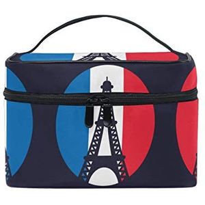 Frankrijk cultuur vlag Eiffeltoren cosmetische tas organizer rits make-up tassen zakje toilettas voor meisjes vrouwen