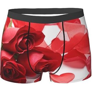 ZJYAGZX Roze En Rode Bloemblaadjes Print Heren Zachte Boxer Slips Shorts Viscose Trunk Pack Vochtafvoerende Heren Ondergoed, Zwart, S