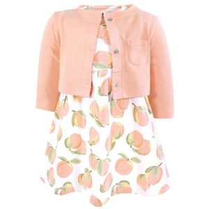 Hudson Baby Katoenen jurk en cardigan, voor babymeisjes en peuters, Zoete perzik, 4 Jahre