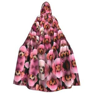 FRESQA Pink Poodles Dogs Exquisite Adult Hooded Cape-Ultieme Rollenspel Mantel, Perfect Voor Een Vampier Look
