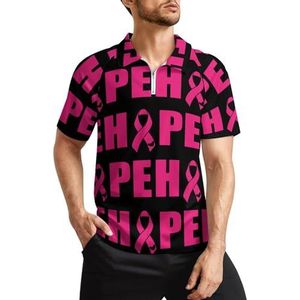 Roze lint heren golfpoloshirts klassieke pasvorm T-shirt met korte mouwen bedrukt casual sportkleding top M
