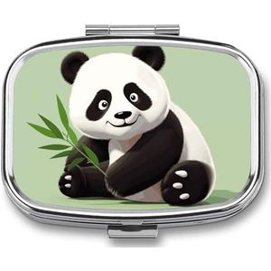 Kleine pillenhoes met 2 compartimenten, schattige panda-medicijnpillenetui, gepersonaliseerde pillendoos voor portemonnee, reispillenorganizer, draagbare dagelijkse pillendoos voor