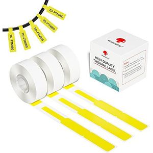 Phomemo D30 D30Pro Thermisch printerpapier, rol, decoratief thermisch papier, rol met gele labels voor 12,5 x 74 + 35 mm voor compacte mobiele bluetooth-printers, 3 rollen