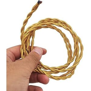 Gevlochten elektrische draad Kabelgoot 2-aderig 0,75 mm dubbel geïsoleerd stoffen lampensnoer 300V veelkleurig, meerdere maten(Golden,30meter)