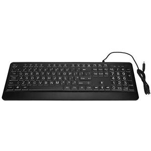 Groot lettertype toetsenbord, groot lettertype USB witte LED-toetsenbord met achtergrondverlichting 104 toetsen Standaard full-size computertoetsenbord voor ouderen