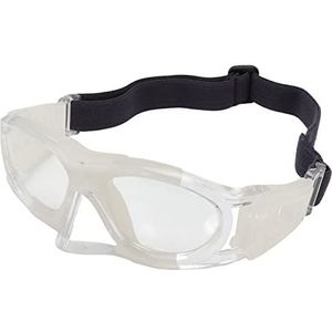 Crossmotorbril, Veiligheidsbril met Gebogen Pasvorm, Vrij Verstelbare Anti-schok Sportbril, Oogbescherming Sportbril voor Dagelijks Hardlopen Basketbal Marathon Competitie (Wit)