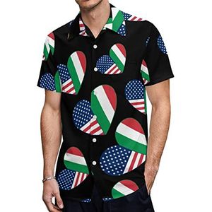 Love Being Italiaans-Amerikaanse heren shirts met korte mouwen, casual button-down tops T-shirts Hawaiiaanse strand T-shirts M