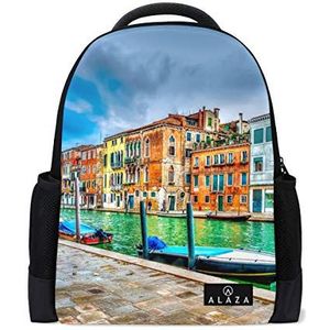My Daily Canal Venetië Italië Rugzak 14 Duim Laptop Daypack Boekentas voor Reizen College School, Meerkleurig, One Size