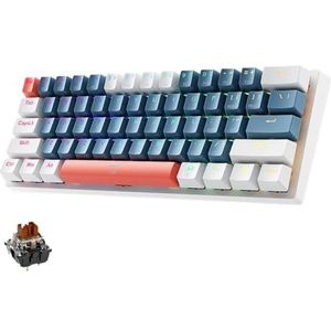 QPSJXN Machenike K500-B61 60 procent mechanisch toetsenbord 61 bedraad hot-swappable RGB-achtergrondverlichting compatibel met verschillende systemen (Amerikaanse bruine schakelaar)