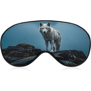 The White Wolf on The Rock Eye Masker, slaapmasker, oogmaskers voor slaap, slaapmaskers voor vrouwen, mannen, slaapmasker, reizen, oogmasker, verduisterend, grappig slaapmasker, schattig slaapmasker
