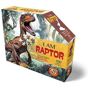 Madd Capp 884016 Shape Puzzel Junior, Contourpuzzel Velociraptor, 100 stukjes, voor volwassenen en kinderen