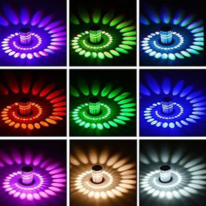 Spiraal LED Muurlamp 3W kleurrijk RGB Gat wandlamp aluminium binnenverlichting met afstandsbediening for bar Ktv Decorlicht