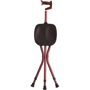opvouwbare stoel Wandelstok met zitting, opvouwbaar, in hoogte verstelbaar, 5 versnellingen, lichtgewicht, 0,98 kg aluminium frame, draagvermogen 150 kg, rood