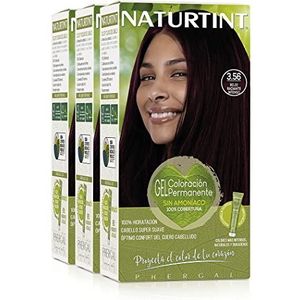 Naturtint Biobased | Ammoniakvrije kleuring | 100% grijsdekking | Plantaardige ingrediënten | Natuurlijke en langhoudende kleur |3.56 Intens Stralend Rood | Pak van 3