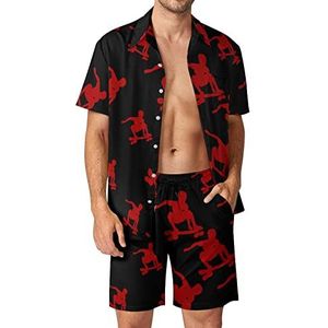 Skateboard Skater Hawaiiaanse bijpassende set 2-delige outfits button down shirts en shorts voor strandvakantie