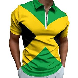Vlag van Jamaica heren poloshirt met rits T-shirts casual korte mouwen golf top klassieke pasvorm tennis tee