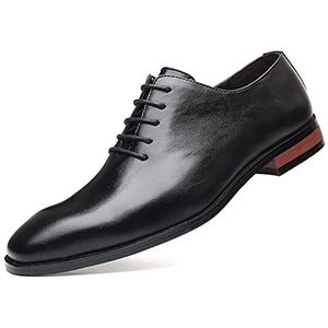 ADVSRGBB Oxford-schoenen voor heren, ronde veterschoenen, zwart, bruine teen, PU-leer, lage bovenkant, rubberen antislipzool, antislip blokhak, party, blauw, 45 EU
