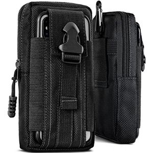 ONEFLOW Survival Case voor alle Apple iPhone - heuptas van nylon, mobiele telefoon zak met karabijnhaak, mobiele telefoon riem tas outdoor telefoonhoes, zwart