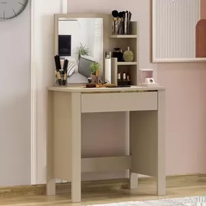VASAGLE RDT119W01 kaptafel met spiegel, opbergvak, 1 lade, 2 planken