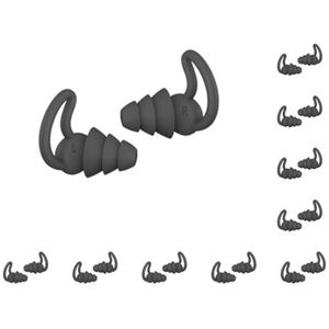 10 Set van Slapen Oordopjes Siliconen Oordopjes Ruisonderdrukking Herbruikbare Oordopjes voor Kantoor Thuis, Zwart, 3 Lagen, Premium Zwart, 3layer