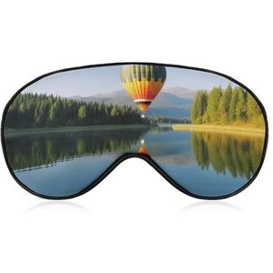 Hot Balloon Above The Calm Lake Eye Mask, Side Sleeping Mask Light Blinddoek Slaapmasker Neus Pad en Elastische Band voor Kinderen Vrouwen en Mannen