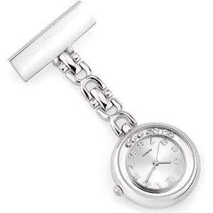 DangLeKJ Er Kleuren Geïmporteerd Beweging Zakhorloge Verpleegster Horloge Broche Vrouwen Mode Ronde Dial Tuniek Horloge Medische Zakhorloge Gift, Zilver