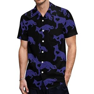 Duitse herder hart hond ras heren Hawaiiaanse shirts korte mouw casual shirt button down vakantie strand shirts 2XL