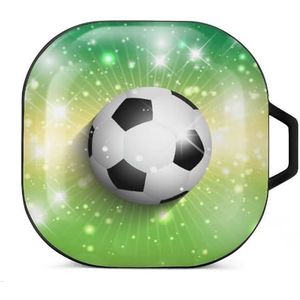 Voetbal voetbal oordopjes hoesje compatibel met Samsung hard shell beschermhoes zwart stijl