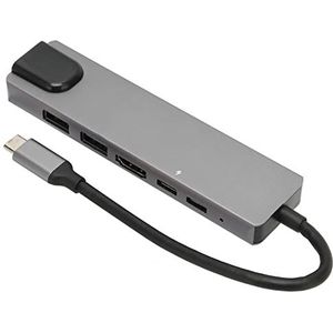 BROLEO USB C naar Ethernet Hub Adapter, 6 Poorten 5 Gbps per seconde 6 in 1 USB C Hub Snelle Warmteafvoer Aluminium Shell voor Tablet PC voor Mobiele Telefoon