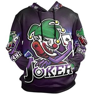 Leuke Joker Clown Skull Hoodie Sweatshirt voor Jongens Meisjes Trekkoord Pullover Lange Mouwen Hooded, Mode Gedrukt, XXL