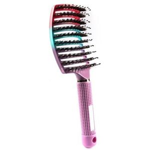 Zwijnenharen Ontwarrende Haarborstel Gebogen Geventileerde Haarborstel voor Volwassen Kinderen Lange Krullend Dik Nat Droog Haar Styling Smoothing Sneldrogende Massage Gradiënt Paars