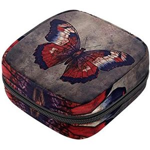 Grunge Vlinder Maandverband Opbergtas Menstruatie Pad Tas Draagbare Menstruatie Cup Pouch met Rits voor Tiener Meisjes Vrouwen Dames