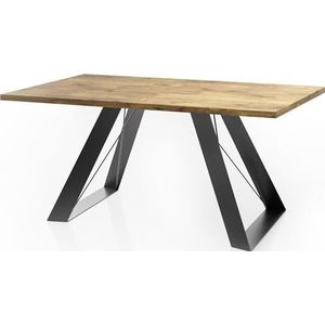 WFL GROUP Eettafel Colter in moderne stijl, rechthoekige tafel, uittrekbaar van 160 cm tot 260 cm, gepoedercoate zwarte metalen poten, 160 x 90 cm (eiken Lancelot, 140 x 80 cm)