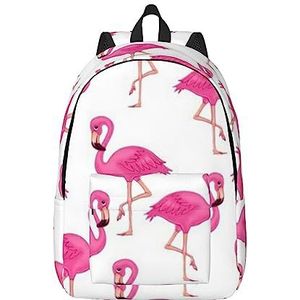 NOKOER Roze Flamingo Gedrukt Canvas Rugzak,Laptop Rugzak,Lichtgewicht Reisrugzak Voor Mannen En Vrouwen, Zwart, Medium