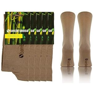 Sesto Senso Bamboe Sokken Sneakers Hoge Dames Heren 5 Paar Pack 43-46 Beige
