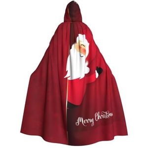 WURTON Cartoon Kerstman volledige lengte carnaval cape met capuchon cosplay kostuums mantel, 190cm