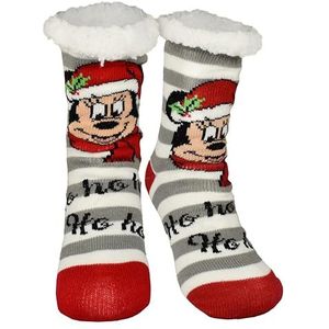 United Labels Disney Mickey Mouse knuffelsokken voor dames, grijs-wit, pluizige stoppersokken, wintersokken, warme sokken, huissokken, grijs/wit, 39-42 EU