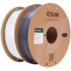 eSUN PLA Filament 1,75 mm, aangepast filament voor 3D PLA printer, maatnauwkeurigheid +/- 0,03 mm, 1 kg (2,2 lb) spoel 3D printing filament voor 3D printers (Grijs + Koel Wit, 2KG)