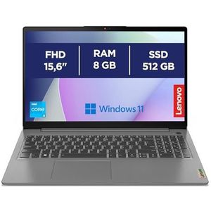 Lenovo IdeaPad 3 Intel® Core™ i3 i3-1215U Laptop 39,6 cm (15.6") Full HD 8 GB DDR4-SDRAM 512 GB SSD Wi-Fi 6 (802.11ax) Windows 11 Home in S mode Grijs