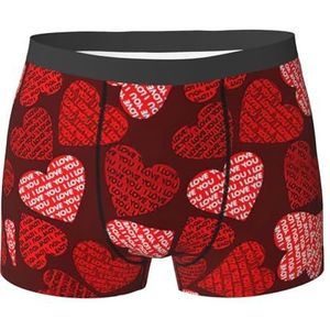 Boxer Shorts Rode Harten Print Boxer Ondergoed Shorts Ademend Boxer Broek Kleurrijke Onderbroek Voor Papa, Gift, Man, Ondergoed 376, L