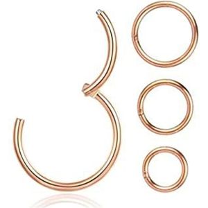 Neuspiercing 16G 18G scharnierende septum neusring lip oor kraakbeen oor helix lichaam piercing sieraden chirurgische stalen ring hoepel Helixpiercing (Color : Rosegold, Size : 1x6mm)