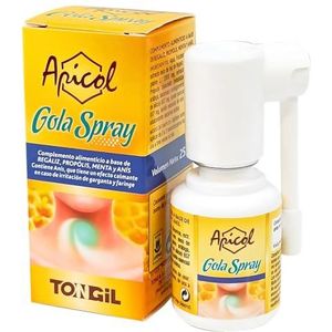 Apicol Gola Propolis Halsspray, 25 ml, propolis met drop, munt en anijs, kalmerende werking bij irritatie van keel en keel, suikervrij en zonder allergenen. TONGIL