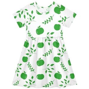LI ZHI XIN Meisjesjurk kinderen kinderen zomer korte mouw ronde hals casual jurken voor leeftijd 2-8 fruit blad patroon, Meerkleurig, 2 jaar