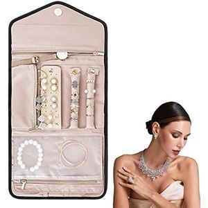 Pacienjo Reiskoffer | Roll sieraden reistas, juwelendoos organizer voor ketting, ring, oorbellen, cadeau voor vrouwen en meisjes