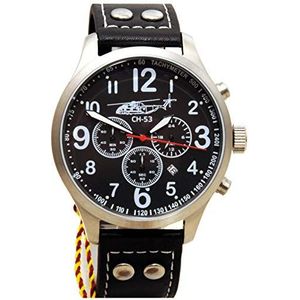 IMC Sikorsky pilotenhorloge voor heren en heren, chronograaf polshorloge, leren armband, behuizing van roestvrij staal