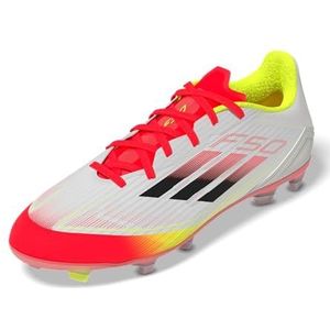 adidas Unisex F50 League Firm Multi Ground Sneaker, White/Black/Solar Yellow, 10.5 US Men