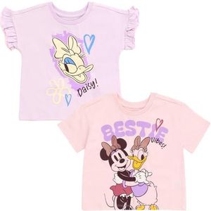 Disney Bloemen 2 Pack T-shirts Baby tot Grote Kid Maten (12 Maanden - 14-16), Minnie & Daisy, Lavendel/Lichtroze, 6