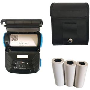 Mini Inkjet Printer DC 5V USB 3 ""80mm Mini Draadloze Thermische Bonprinter Draagbare Bluetooth Printer Ondersteuning PC Printer papier Impresora instelbare afdrukhoogte(Add Case and Paper-01)